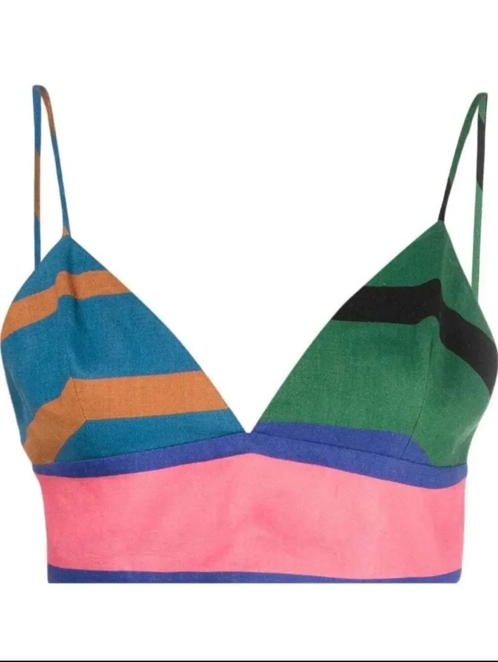 NWT Staud Tatum Striped V-Neck Crop Top Sz. 0